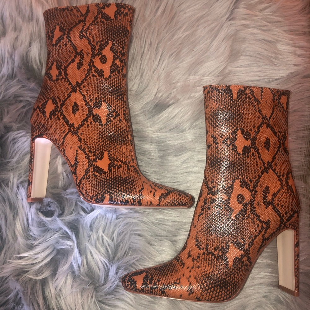 AKIRA Snakeskin Booties